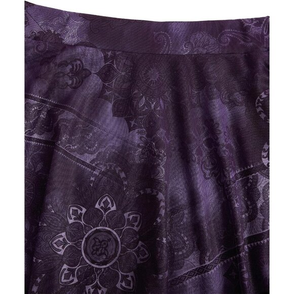 Women Purple 100% Polyester Long Maxi Gothic Flowy Boho Floral Print Mesh Skirts - Picture 3 of 7
